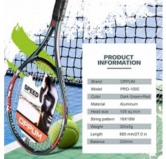 OPPUM 27인치 성인 프로 테니스 라켓은 경량 프레임과 내구성이 뛰어난 스트링을 갖추고 있어 초급 및 중급 테니스 선수에게 적합합니다.