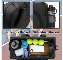 doksmeria 테니스 라켓 토트 백, 탈착식 어깨 끈이있는 여성용 방수 테니스 가방, 대형 보관함 스포츠 배드민턴/테니스 라켓 핸드백