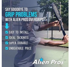 ALIEN PROS 테니스 라켓 그립 테이프(그립 6개) - 미리 절단된 가벼운 Tac 느낌의 테니스 그립 - 테니스 오버그립 그립 테이프 테니스 라켓 - 고성능을 위해 라켓 감싸기(그립 6개)