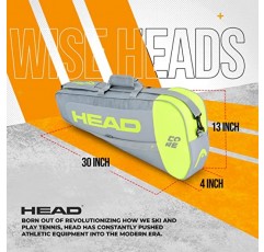 HEAD Core 3R 프로 테니스 라켓 백, 그레이/옐로우, 라지