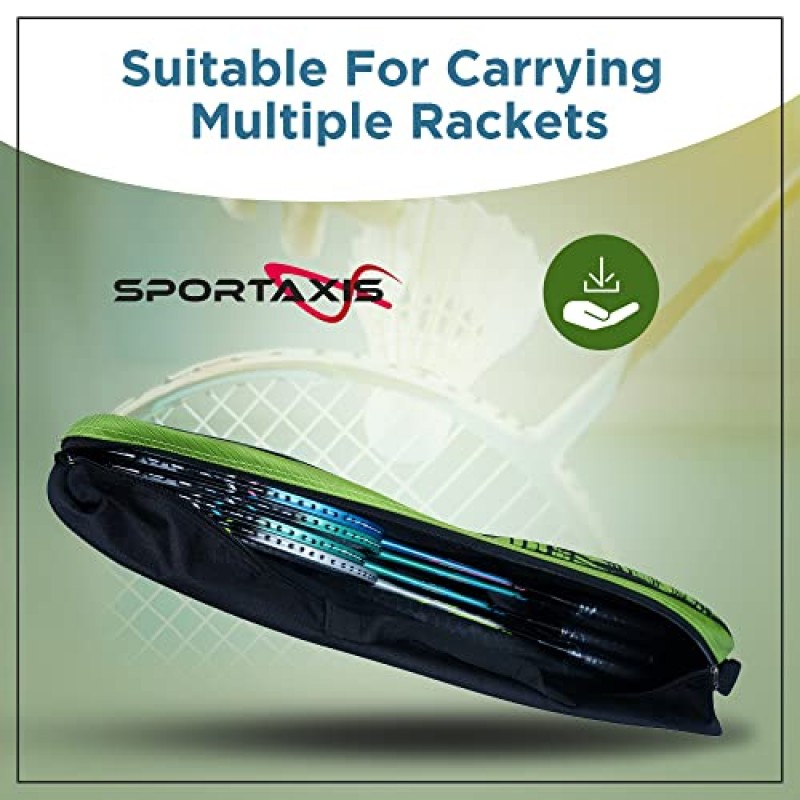 SPORTAXIS Fox 배드민턴 가방/배드민턴 라켓 커버, 조절 가능한 어깨 끈, 대용량, 전문가 및 초보자를 위한 지퍼가 달린 포켓