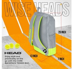 HEAD 코어 테니스 백팩 - 패딩 처리된 어깨 끈이 포함된 라켓 휴대용 가방 2개
