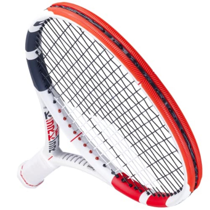 Babolat Pure Strike Team 테니스 라켓(3세대) - 중간 정도의 장력으로 16g 흰색 Babolat Syn Gut를 연결함