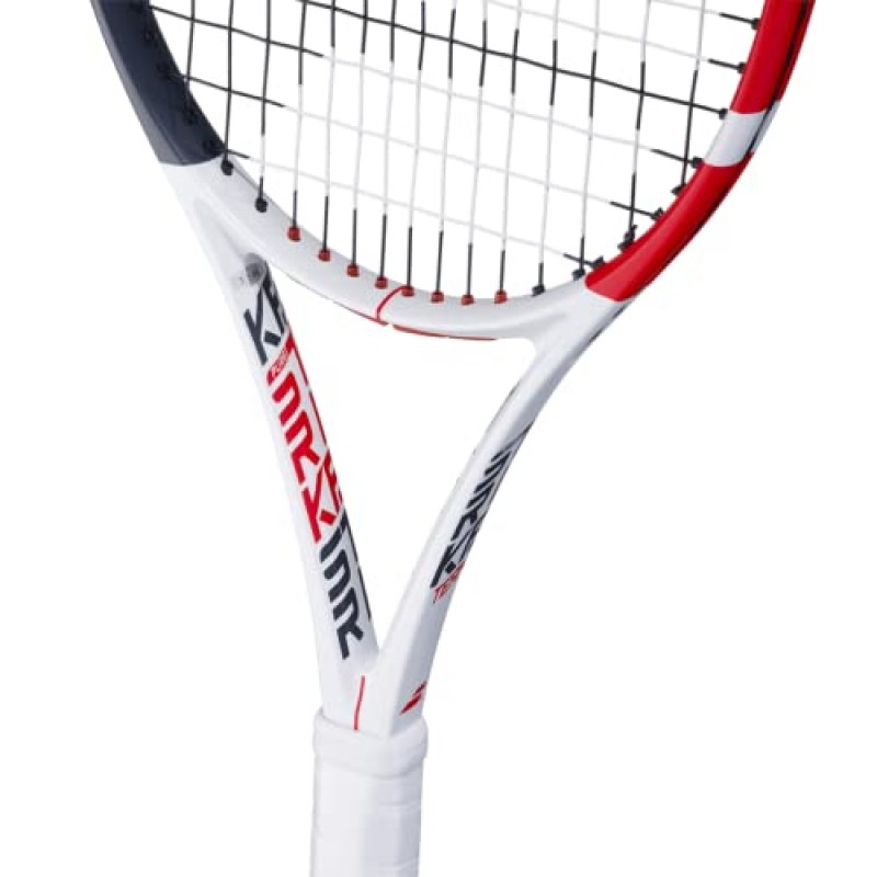 Babolat Pure Strike Team 테니스 라켓(3세대) - 중간 정도의 장력으로 16g 흰색 Babolat Syn Gut를 연결함