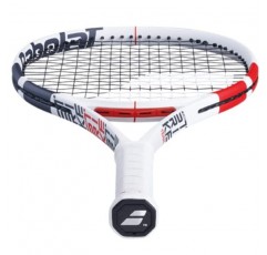 Babolat Pure Strike Team 테니스 라켓(3세대) - 중간 정도의 장력으로 16g 흰색 Babolat Syn Gut를 연결함