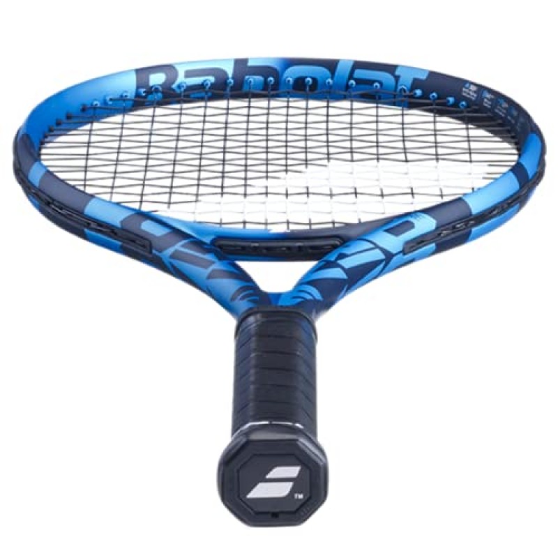 Babolat Pure Drive + 테니스 라켓(10세대) - 중간 범위의 장력으로 16g 흰색 Babolat Syn Gut를 연결함