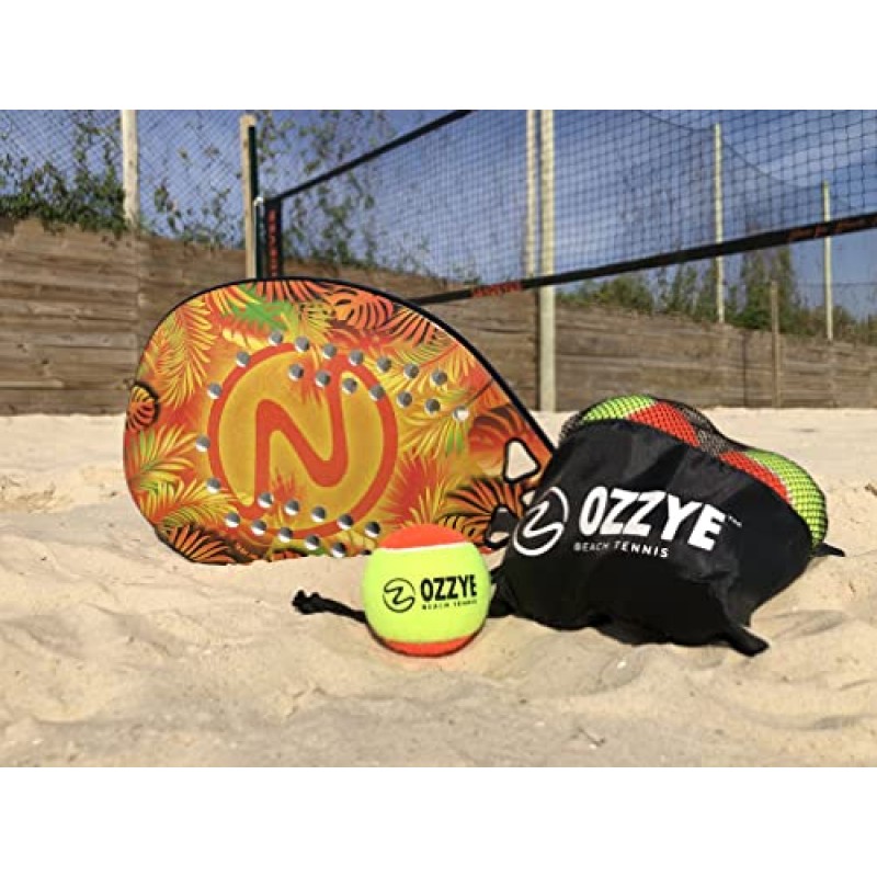 OZZYE BEACH TENNIS 라켓 3k 카본 프레임 - 샌드 그릿 표면 - 32 홀 - EVA 소프트 코어 - 휴대용 가방 포함 - OZZYE BEACH TENNIS 패들 라켓