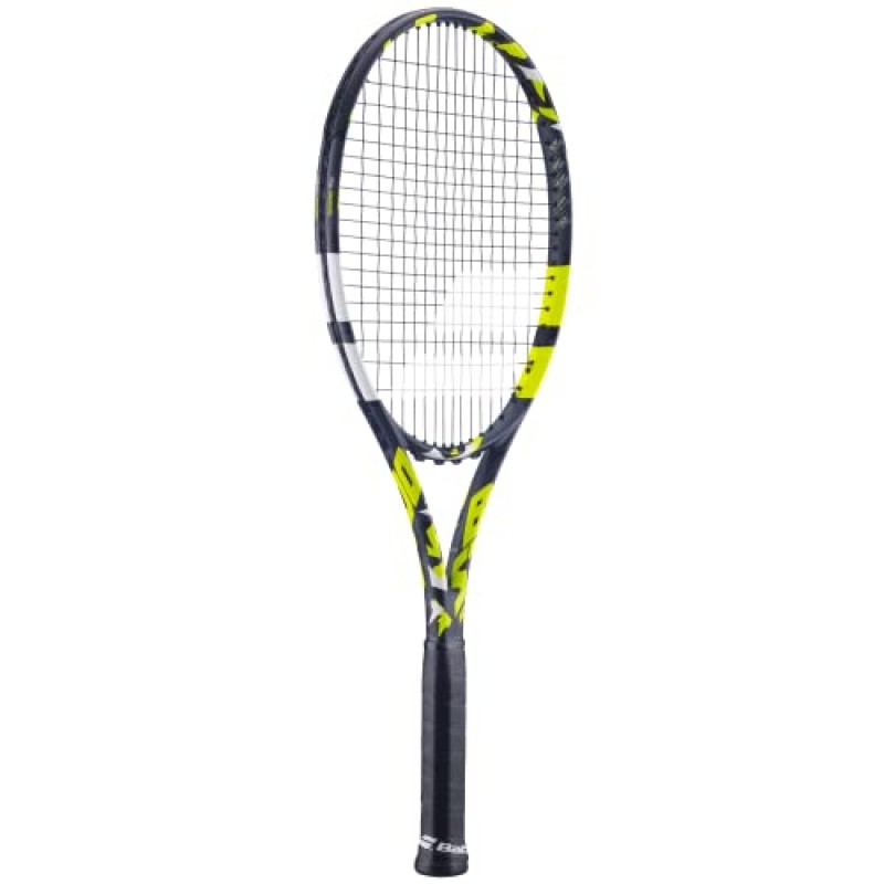 Babolat 부스트 에어로 테니스 라켓(노란색) 중간 범위 장력의 흰색 Babolat Syn Gut 연결