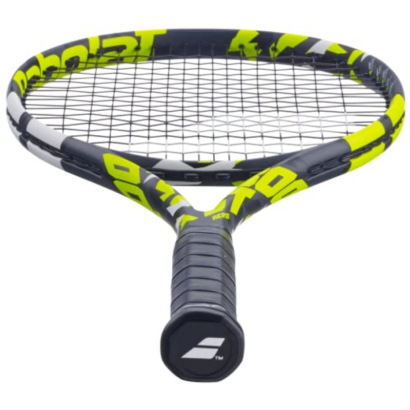 Babolat 부스트 에어로 테니스 라켓(노란색) 중간 범위 장력의 흰색 Babolat Syn Gut 연결