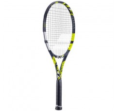 Babolat 부스트 에어로 테니스 라켓(노란색) 중간 범위 장력의 흰색 Babolat Syn Gut 연결