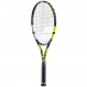 Babolat 부스트 에어로 테니스 라켓(노란색) 중간 범위 장력의 흰색 Babolat Syn Gut 연결