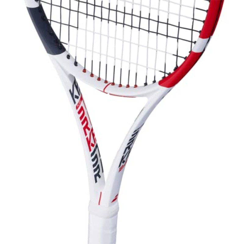 Babolat Pure Strike 18/20 테니스 라켓(3세대) - 중간 범위의 장력으로 16g 흰색 Babolat Syn Gut를 연결함