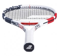 Babolat Pure Strike 18/20 테니스 라켓(3세대) - 중간 범위의 장력으로 16g 흰색 Babolat Syn Gut를 연결함