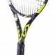 Babolat Pure Aero + 테니스 라켓(7세대) - 중간 범위의 장력으로 16g 흰색 Babolat Syn Gut를 연결함