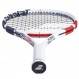 Babolat Pure Strike 100 테니스 라켓(3세대) - 중간 범위의 장력으로 16g 흰색 Babolat Syn Gut를 연결함