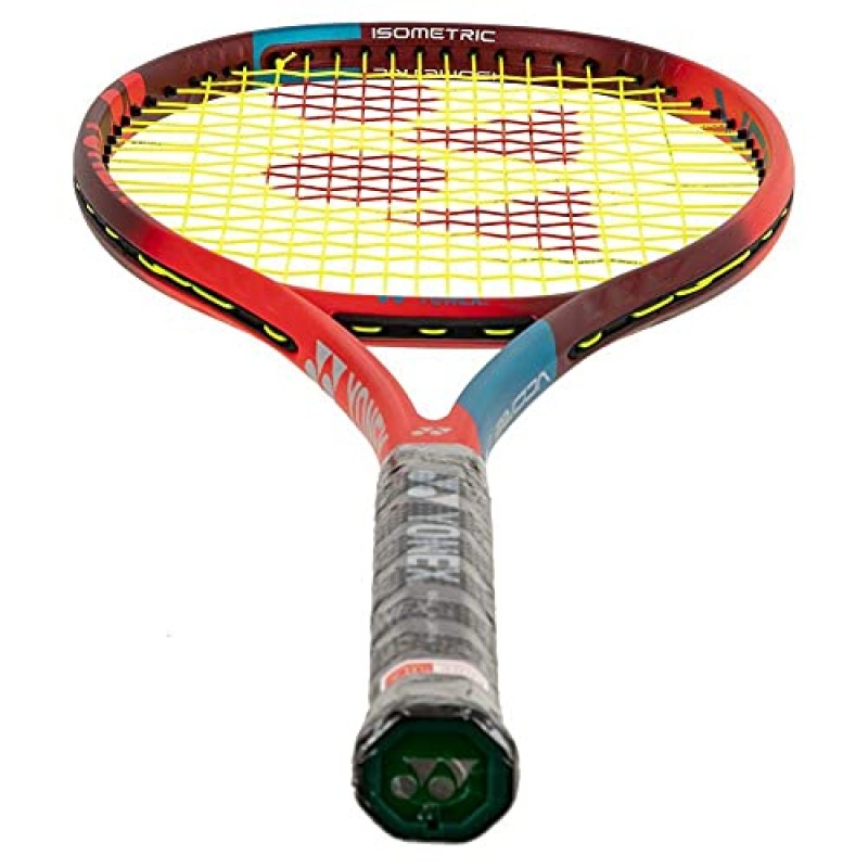 Yonex VCORE 100 6세대 탱고 레드 테니스 라켓 원하는 색상의 합성 거트 라켓 스트링 연결 - 16x19 스트링 패턴