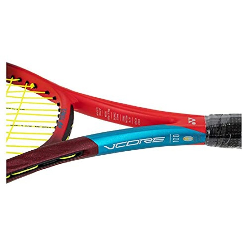 Yonex VCORE 100 6세대 탱고 레드 테니스 라켓 원하는 색상의 합성 거트 라켓 스트링 연결 - 16x19 스트링 패턴