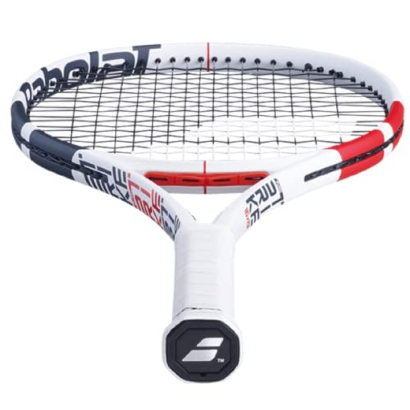 Babolat Pure Strike 16/19 테니스 라켓(3세대) - 중간 범위의 장력으로 16g 흰색 Babolat Syn Gut를 연결함