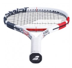 Babolat Pure Strike 16/19 테니스 라켓(3세대) - 중간 범위의 장력으로 16g 흰색 Babolat Syn Gut를 연결함