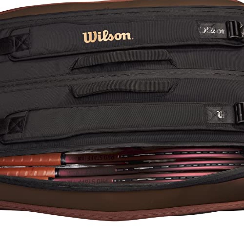 WILSON Pro Staff V14 슈퍼 투어 테니스 라켓 백 - 15 팩, 브라운