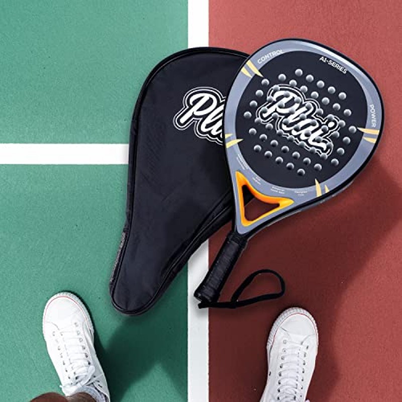 Padel Racket A1-시리즈, Plai 패들 테니스 라켓, 탄소 섬유 프레임, 제어력과 파워를 위한 강화된 스위트 스팟, 초급 및 중급 플레이어에게 적합