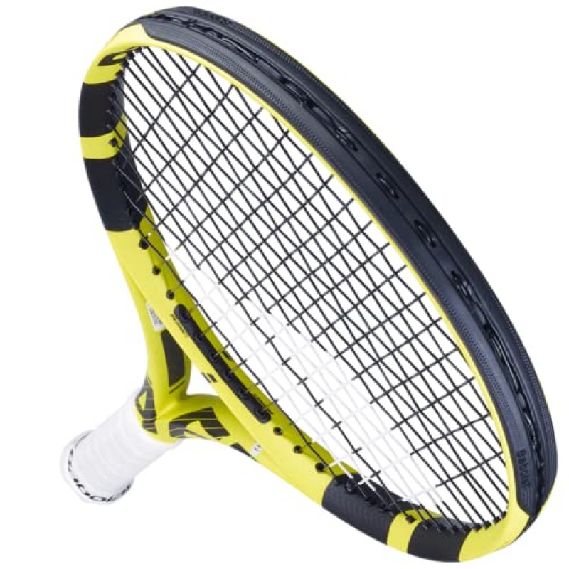 Babolat Pure Aero Lite 테니스 라켓(6세대) - 중간 장력의 16g 흰색 Babolat Syn Gut 연결