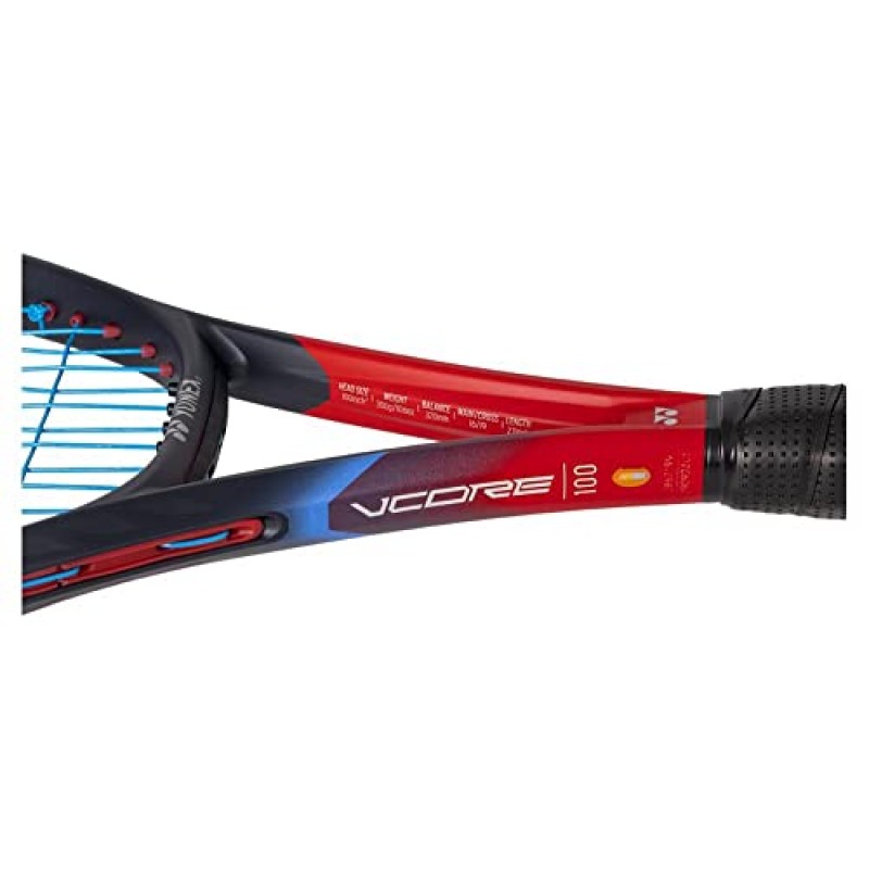 Yonex VCORE 100 Scarlet 7세대 퍼포먼스 테니스 라켓 - 원하는 색상의 합성 거트 라켓 스트링 연결 - 정확한 회전 및 놀라운 컨트롤