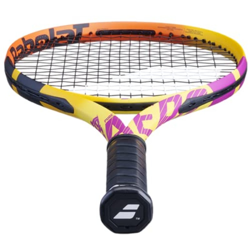 Babolat Pure Aero Team Rafa 테니스 라켓 - 중간 범위 장력의 16g 흰색 Babolat Syn Gut 연결