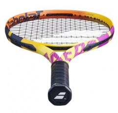 Babolat Pure Aero Team Rafa 테니스 라켓 - 중간 범위 장력의 16g 흰색 Babolat Syn Gut 연결