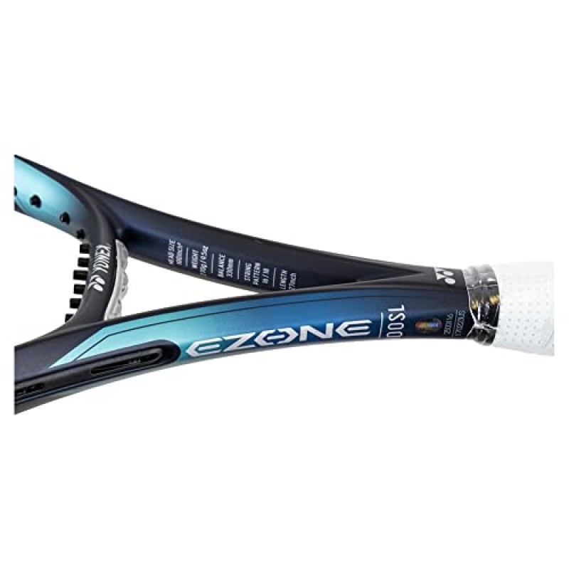 Yonex EZONE 100SL 스카이 블루 테니스 라켓(7세대) - 원하는 색상의 합성 거트 라켓 스트링 연결 - 더 많은 스핀 제어를 위한 16x18 스트링 패턴