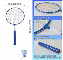 어린이 배드민턴 라켓 2개 세트, 소년 소녀를 위한 버디 운반 가방, 스타터 플레이어를 위한 초경량 어린이 배드민턴 라켓 유아 실내 뒷마당 스포츠