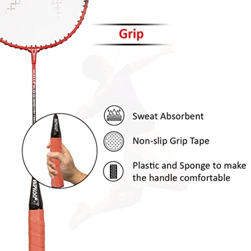 힙쿠스포츠 알루미늄 배드민턴 라켓 2개 세트 | 커버와 3개의 셔틀콕이 포함된 와이드 바디 셔틀 배트