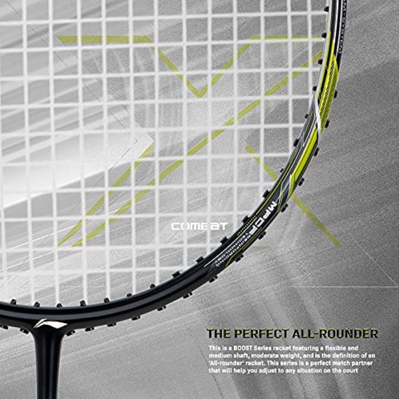 Li-Ning 3D Calibar X Combat Carbon 흑연 스트링 라켓, 85그램, 30파운드 스트링 장력 및 무료 풀 커버