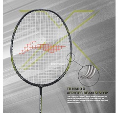 Li-Ning 3D Calibar X Combat Carbon 흑연 스트링 라켓, 85그램, 30파운드 스트링 장력 및 무료 풀 커버