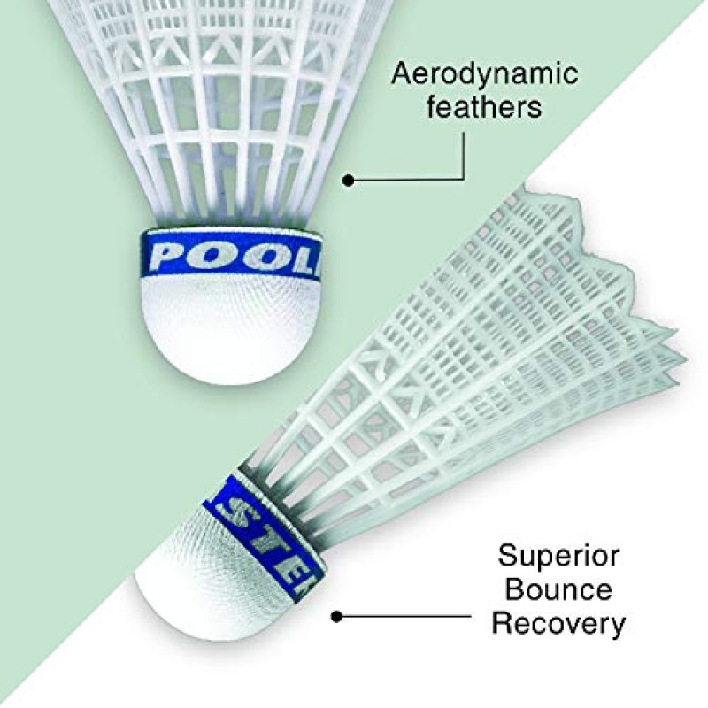 Poolmaster 72862 뒷마당, 수영장, 물 또는 잔디 배드민턴 세트, (라켓 4개와 버디 4개 포함), 파란색