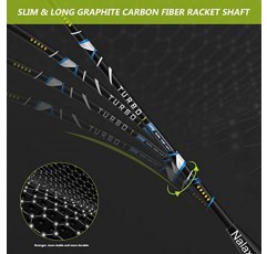 Nalax 배드민턴 세트, 2인용 배드민턴 라켓 탄소 섬유 배드민턴 라켓, 셔틀콕 3개 및 휴대용 가방 1개, 야외, 정원, 해변, 가족 놀이 게임용 배드민턴 뒷마당 게임