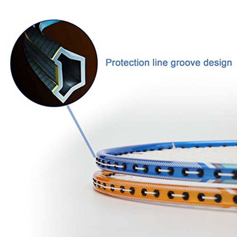 KEVENZ 배드민턴 라켓 세트, 탄소 섬유 배드민턴 라켓 2개, 거위 깃털 배드민턴 버디 3개, 라켓 그립 2개 및 운반용 가방 1개