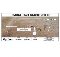 Python Ultimate 배드민턴 스타터 세트(키트)(+2 보너스 라켓/총 6개, 네트 및 폴)