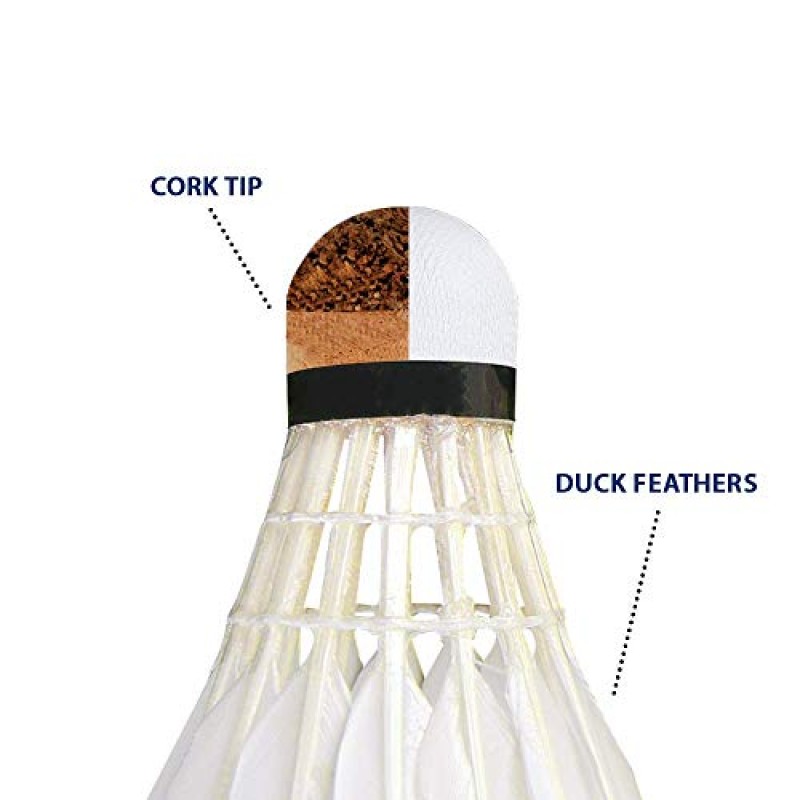 WISH 오리 깃털 배드민턴 셔틀콕 – 내구성이 뛰어난 오리 깃털 배드민턴 셔틀콕 12팩 튜브 – 실내 및 실외 놀이용 깃털 배드민턴 버디