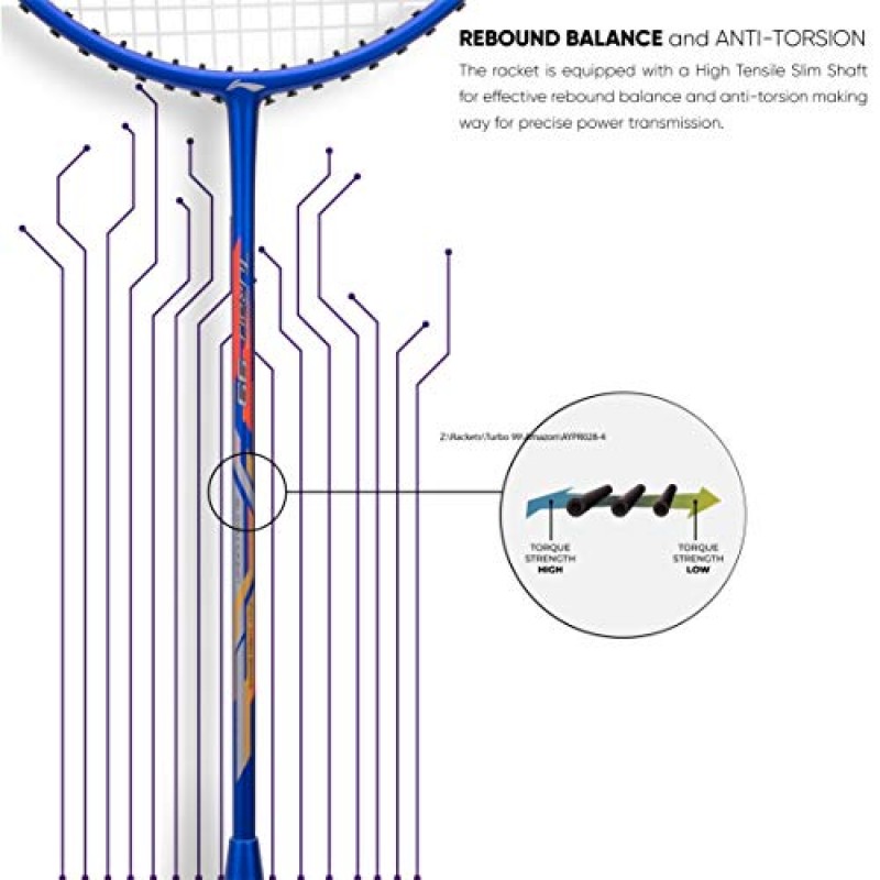 무료 풀 커버가 포함된 Li-Ning Turbo 99 탄소 섬유 라켓(84그램. 30파운드)