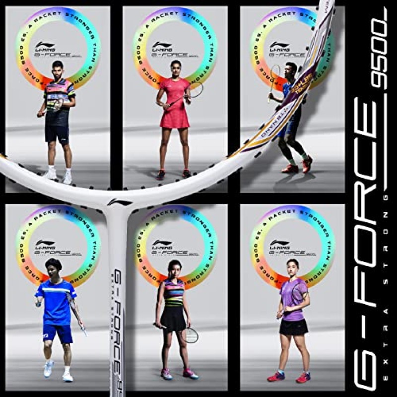 Li-Ning G-Force Extra Strong 9500 탄소 흑연 배드민턴 라켓(풀 라켓 커버 포함)