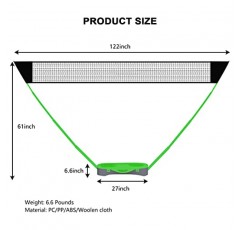 FBSPORT 휴대용 배드민턴 네트 세트(보관 베이스 포함), 접이식 배구 배드민턴 네트(배드민턴 라켓 2개 포함) 셔틀콕 2개 그립테이프 10x5피트 네트, 해변 뒷마당 콤보 세트용 간편한 설치