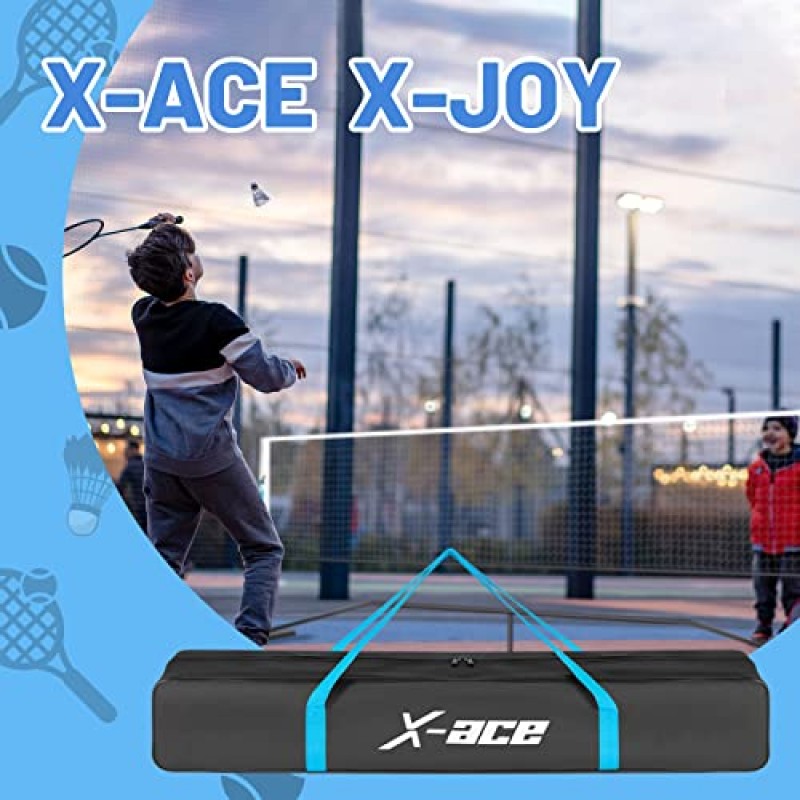 X-ACE 휴대용 배드민턴 네트 20FT - 테니스, 축구 테니스, 피클볼용 높이 조절 가능 배드미턴 네트 - 내구성 있는 구조 및 쉬운 설치