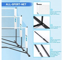 X-ACE 휴대용 배드민턴 네트 20FT - 테니스, 축구 테니스, 피클볼용 높이 조절 가능 배드미턴 네트 - 내구성 있는 구조 및 쉬운 설치