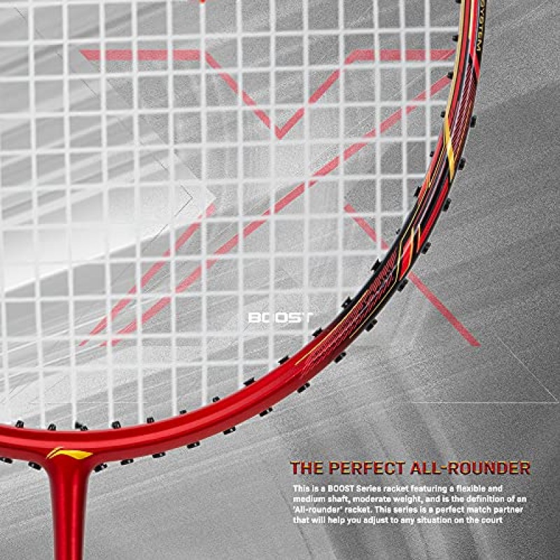 Li-Ning 3D Calibar X 부스트 탄소 흑연 스트링 라켓, 83그램, 30파운드 스트링 장력 및 무료 풀 커버