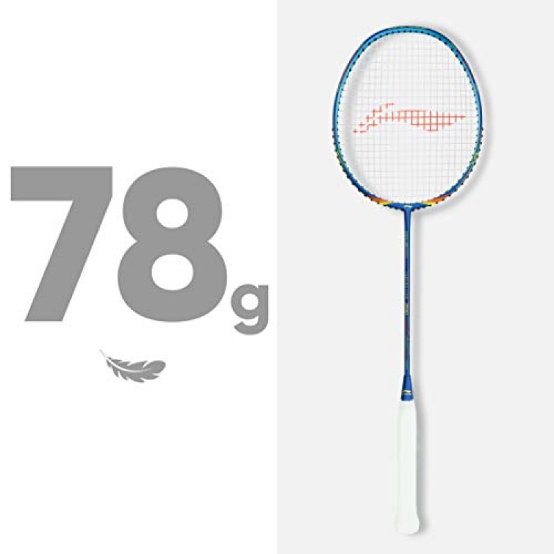 Li-Ning Wind Lite 700 탄소섬유 스트링 배드민턴 라켓 풀 커버 포함(네이비/레드)