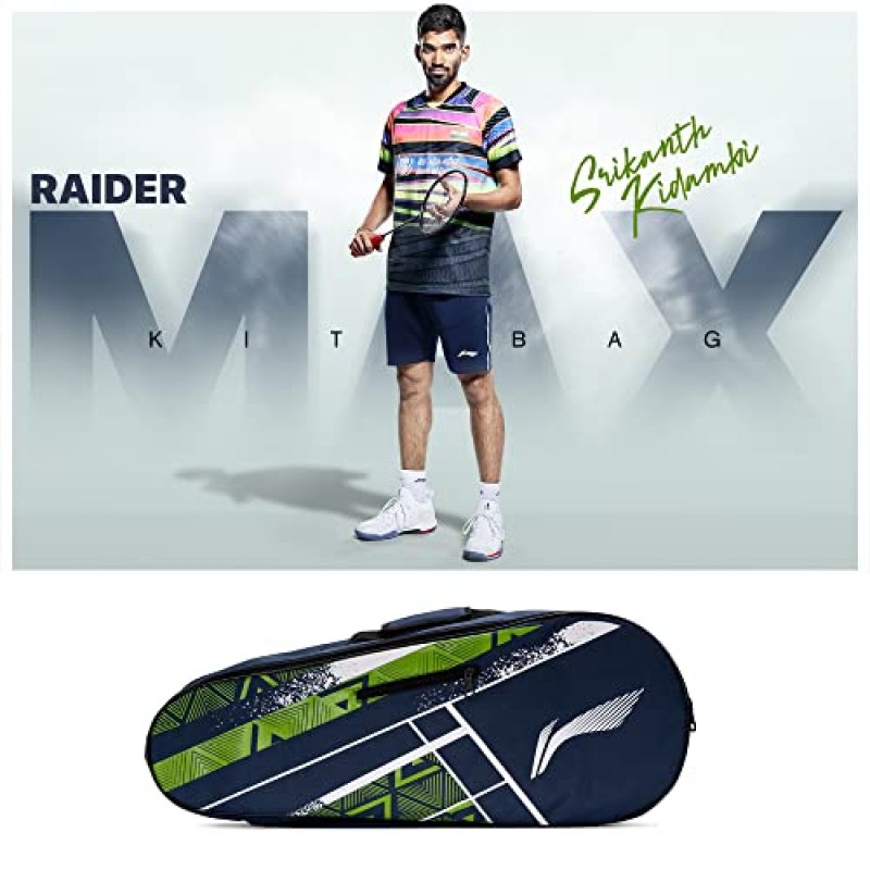 Li-Ning Raider Max 더블 지퍼 폴리에스테르 배드민턴 키트 가방