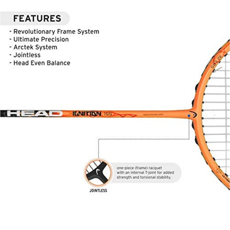 HEAD Ignition 100 HM 흑연 배드민턴 라켓, G4
