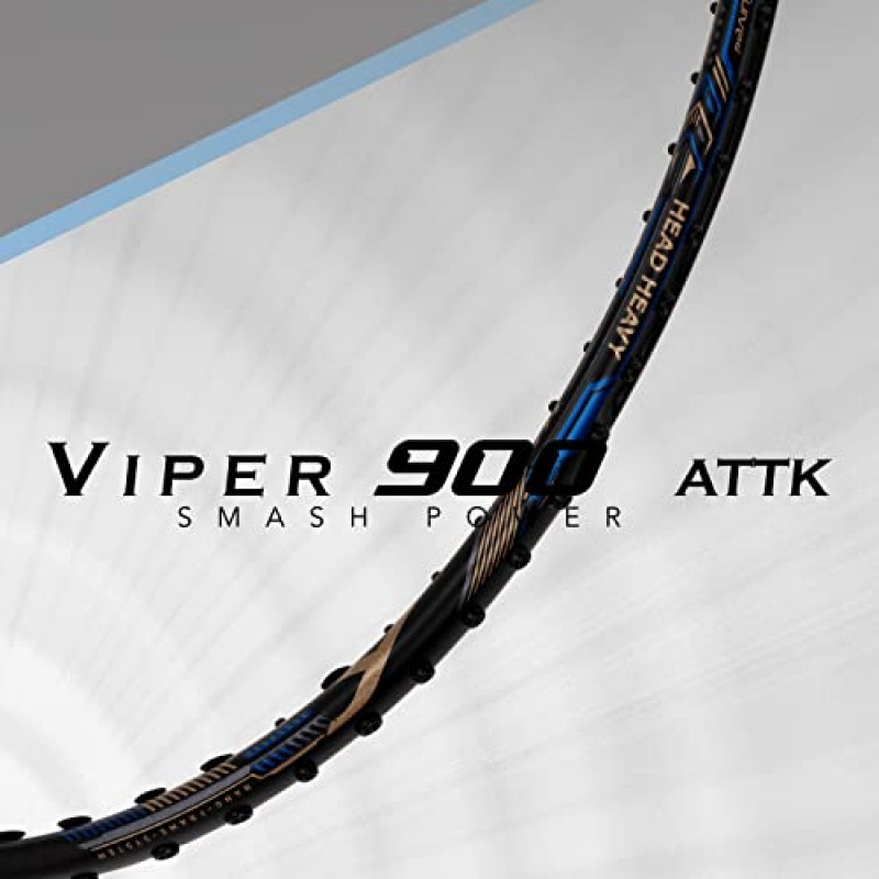 HUNDRED Viper 900 탄소 섬유 끈 배드민턴 라켓(풀 라켓 커버 포함)