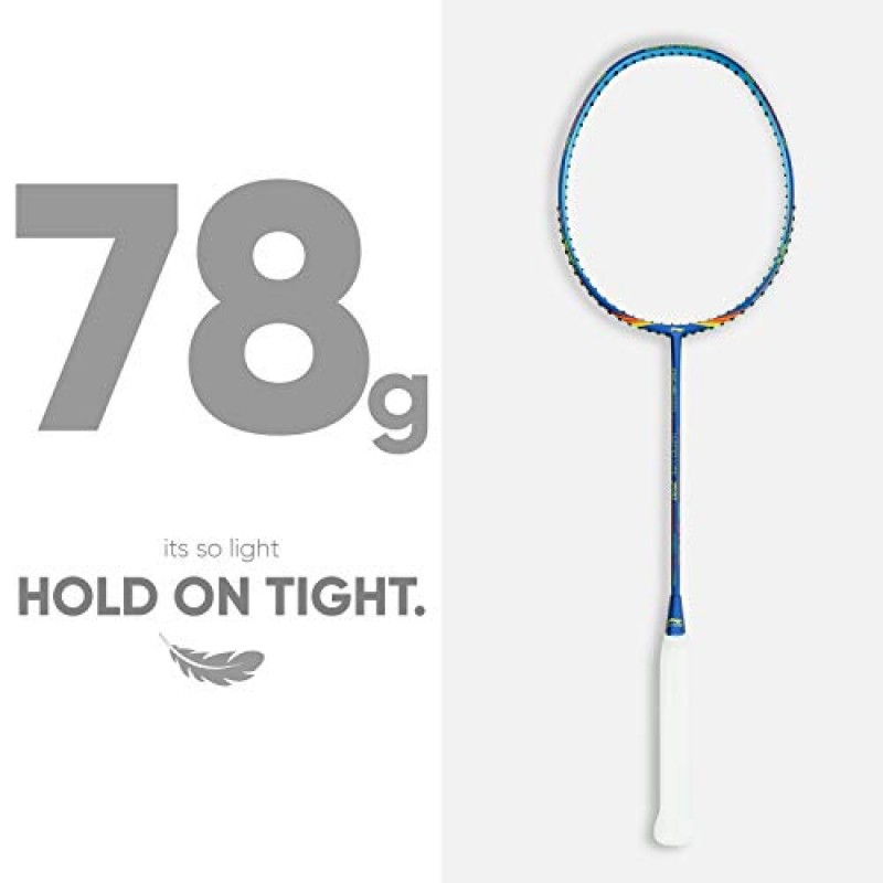 Li-Ning Wind Lite 700 탄소 섬유 언스트렁 배드민턴 라켓, 무료 풀 커버, 네이비/레드, s1